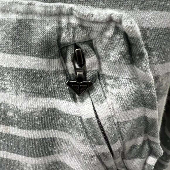 ROXY Button Neck, Double Zipper Front Pocket Hoodie Size Large Logo Zipper Pulls - Picture 13 of 15